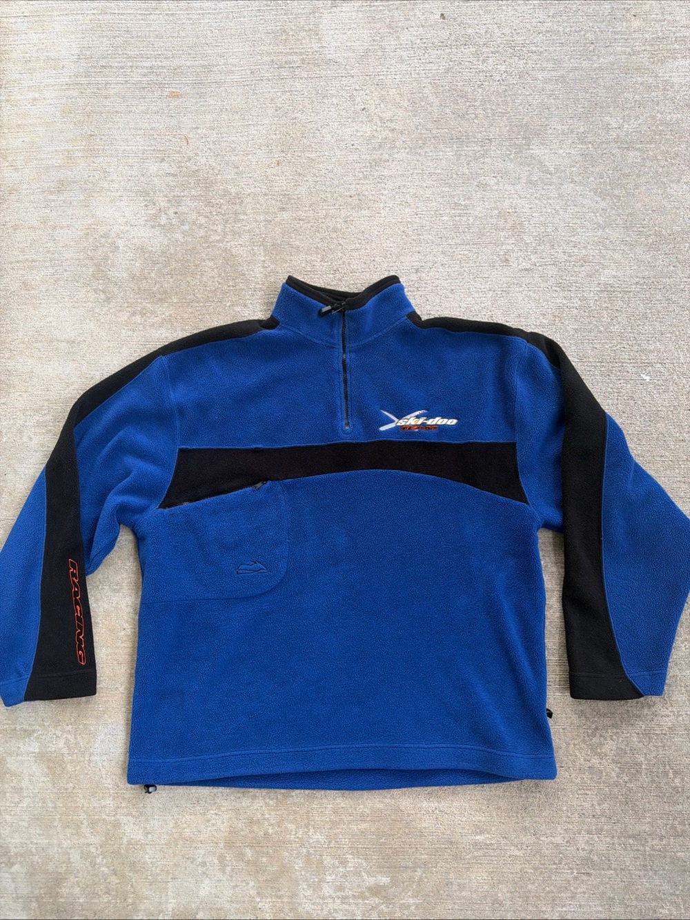 Vintage Ski-Doo Men’s Snowmobile Racing Fleece Blue 1/4 Zip Sweater Size XXL?